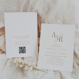 Invitación ANDREA QR Code Classic Gold White Initials Boda