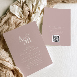 Invitación ANDREA Rubor Rosa Código QR Clásico Elegante Boda