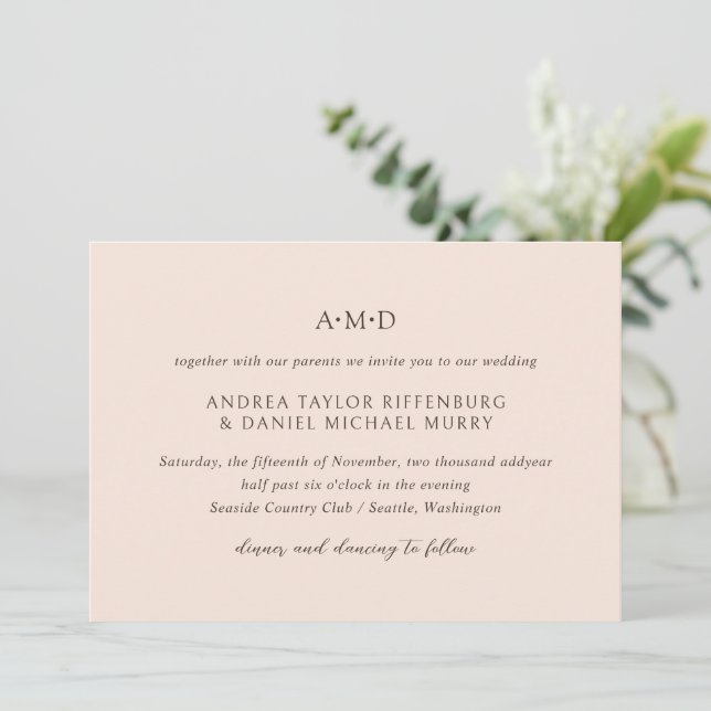 Invitación Andrea Tan Elegant Wedding (Anverso de pie)