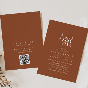 Invitación ANDREA Terracotta Código QR Boda Boho Elegante