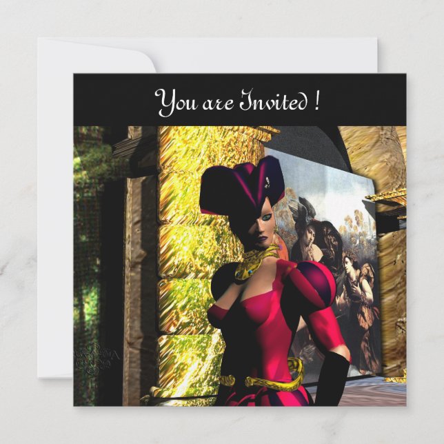 Invitación ANDROID BALLET - XENIA EN EL ORBITOR, rojo negro (Anverso)