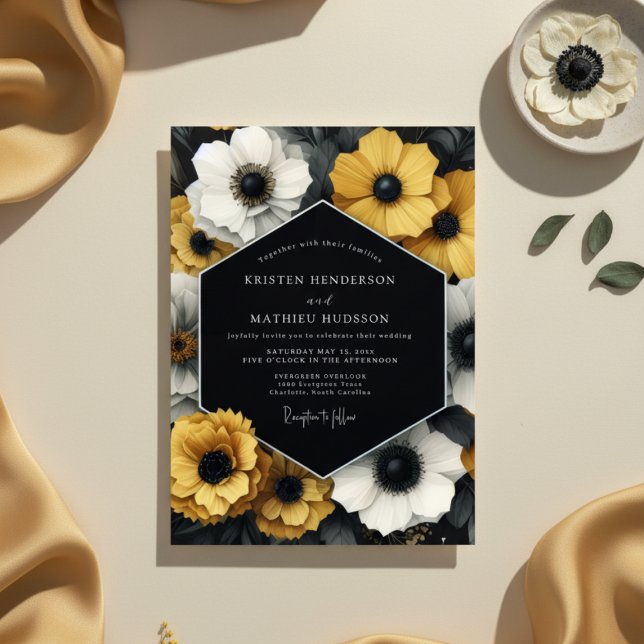 Invitación Anémona Amarillo Mostaza Romance Boda (Subido por el creador)