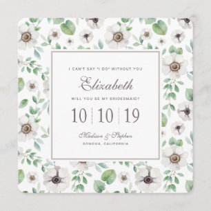 Invitación Anémona blanca floral de la acuarela el   - dama