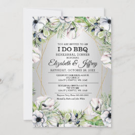 Invitación Anémona Blanca Plata I Do BBQ Ensayo Cena Inv