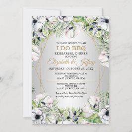 Invitación Anémona blanca plateada I Do BBQ Ensayo Cena