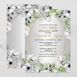 Invitación Anémona blanca plateada I Do BBQ Ensayo Cena