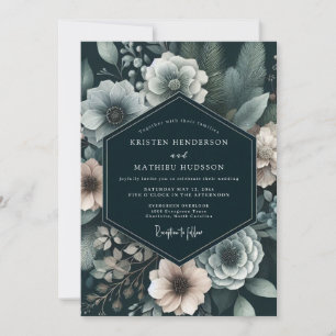Invitación Anémona de boda con resplandor de carbón