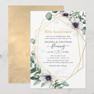Invitación Anémona Geométrica de Eucalipto 50 Aniversario