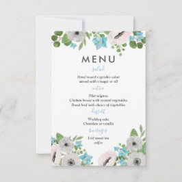 Invitación Anémonas Acuarela Florales | Menú de Boda