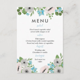 Invitación Anémonas Acuarela Florales | Menú de Boda