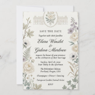 Invitación Anémonas blancas, peonías neutras, ranúnculos, lil