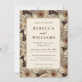 Invitación Anémonas Elegantes Boda Floral en el Jardín Traser