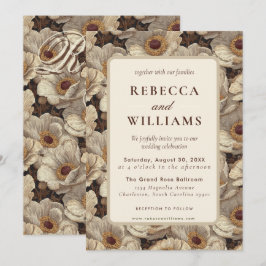 Invitación Anémonas Elegantes Boda Floral en el Jardín Traser
