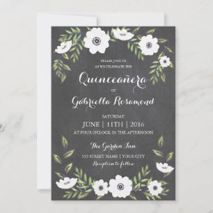 Invitación Anémonas pintadas de cartón - Invitada de Quinceañ