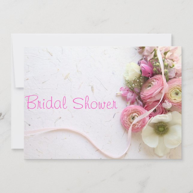 Invitación anémonas, ranunculus, lazo, ducha de matrimonio (Anverso)