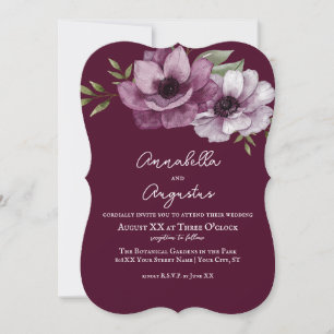 Invitación Anémonas románticas sobre Merlot