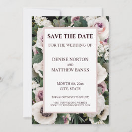 Invitación Anemone blanco sobre el verdadero negro salva la f