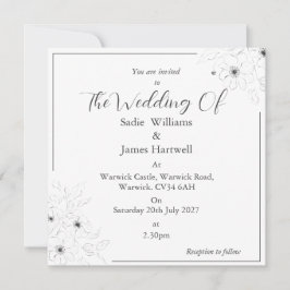 Invitación Anemone en blanco