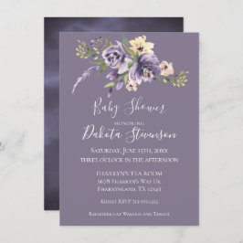 Invitación Anemone Garden Cream Purple Boho Baby Shower
