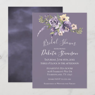 Invitación Anemone Garden Cream Purple Boho Brillante Ducha