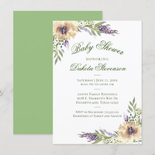 Invitación Anemone Greenery Floral Boho Moda Baby Shower