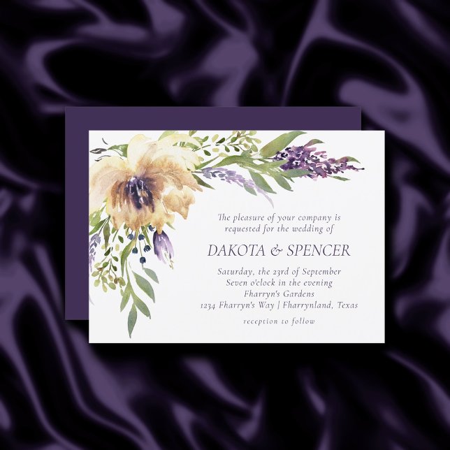 Invitación Anemone Lavender | Morado oscuro y Boda de marfil (Subido por el creador)