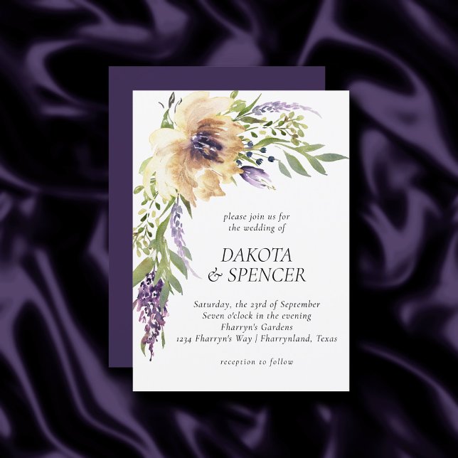 Invitación Anemone Lavender | Morado oscuro y Boda de marfil (Subido por el creador)
