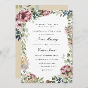 Invitación Anemone Rubor   Boda Botánico Formal Rosa