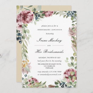 Invitación Anemone Rubor Pink Botanical BRIDESMAIDS LUNCHEON