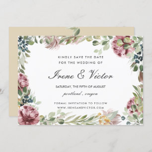 Invitación Anemone Rubor Pink Neutral Wedding Save the date