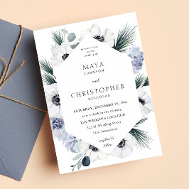 Invitación Anemone Winter White Floral Boda