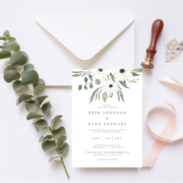 Invitación Anemones Sage & Dusty Green Eucalyptus Boda Inv (Subido por el creador)
