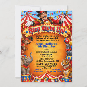 Invitación Anfitrión de Circo Paso a la Derecha Cumpleaños