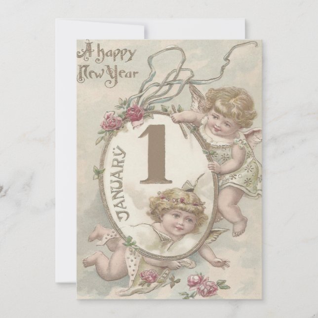 Invitación Angel Cherub Rosa (Anverso)
