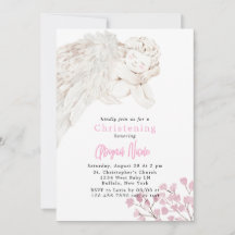 Ángel con Alas Bautismo Floral Rosa