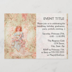 Invitación Ángel con flores