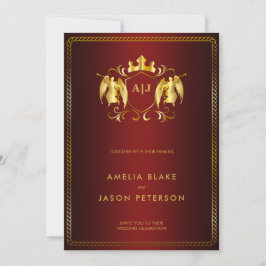 Invitación Angel Crest | Oro Real Rojo Lujoso
