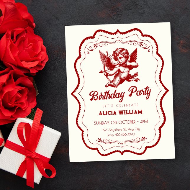 Invitación ángel cupido rojo (Subido por el creador)