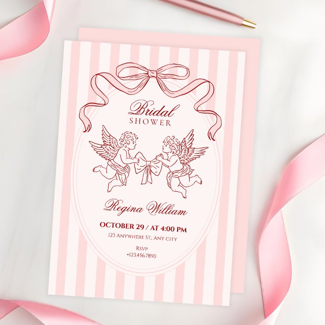 Invitación ángel Cupido rosa para despedida de soltera (Subido por el creador)