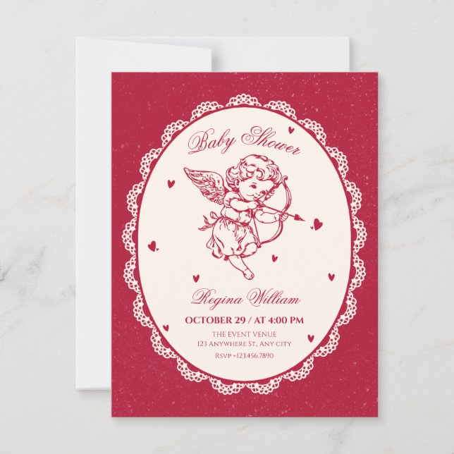 Invitación Ángel cupido vintage (Anverso)