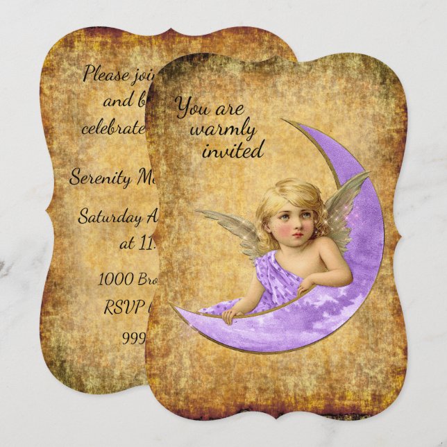 Invitación Ángel de Lavanda Espiritual de Estilo V (Anverso / Reverso)