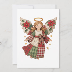 Invitación Ángel de Navidad con Estrellas Doradas