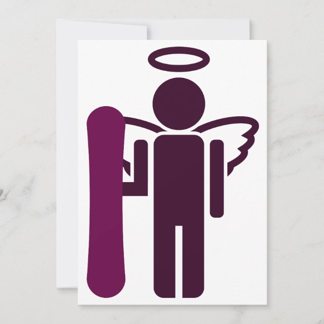 Invitación ángel de snowboard (Anverso)