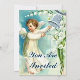Invitación Ángel del bebé con una Campana Azul