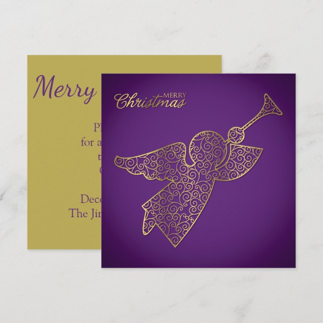 Invitación Ángel elegante de filigrana (Anverso / Reverso)