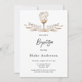 Invitación Ángel En Un Baptismo De Bebé Beige Cálido