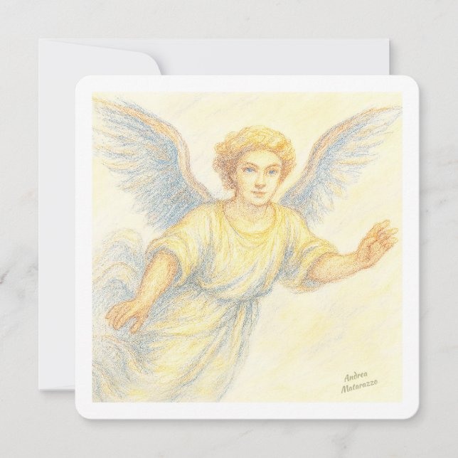 Invitación Ángel en vuelo con una sonrisa (Anverso)