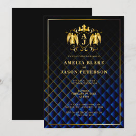 Invitación Angel Escudo | Boda de lujo Gold Royal Blue