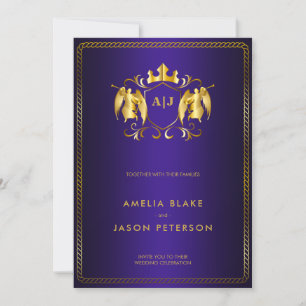 Invitación Angel Escudo Dorado Royal Purple Luxurious
