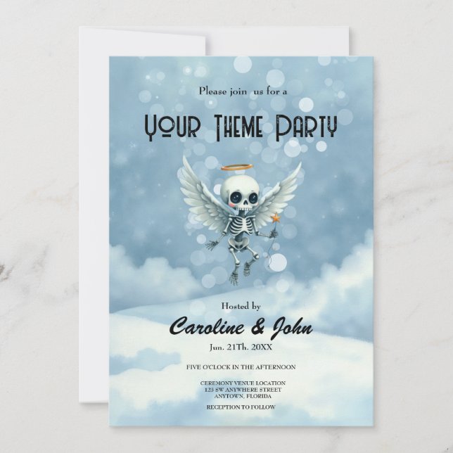 Invitación Ángel Esqueleto – El lado dulce de la otra vida.  (Anverso)